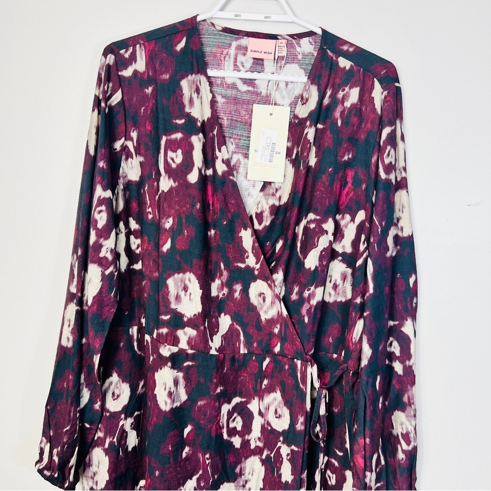 NWT Simple Wish Plum Wrap Tunic mini Dress women size EU 46 Xl/ XXL - Picture 9 of 13